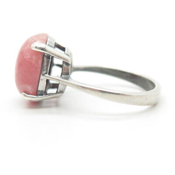 925 Sterling Silver Vintage Real Rhodochrosite Gem Ring Size 7.25 - Picture 6 of 8